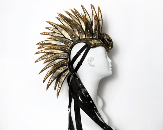 Golden Tomb... Black and Gold Deconstructed Mohawk with Fake Skull Studs