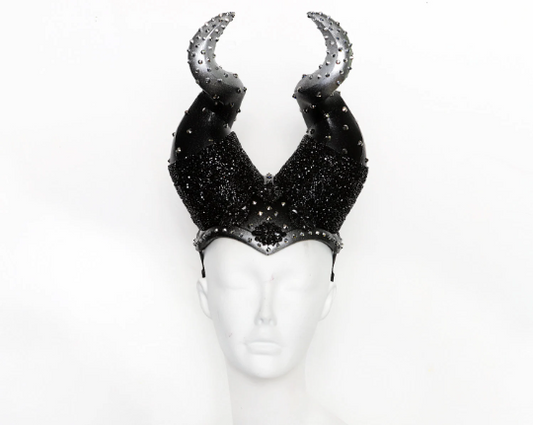 Moon Dust... Swirling Horns in Black and Silver with Rhinestones